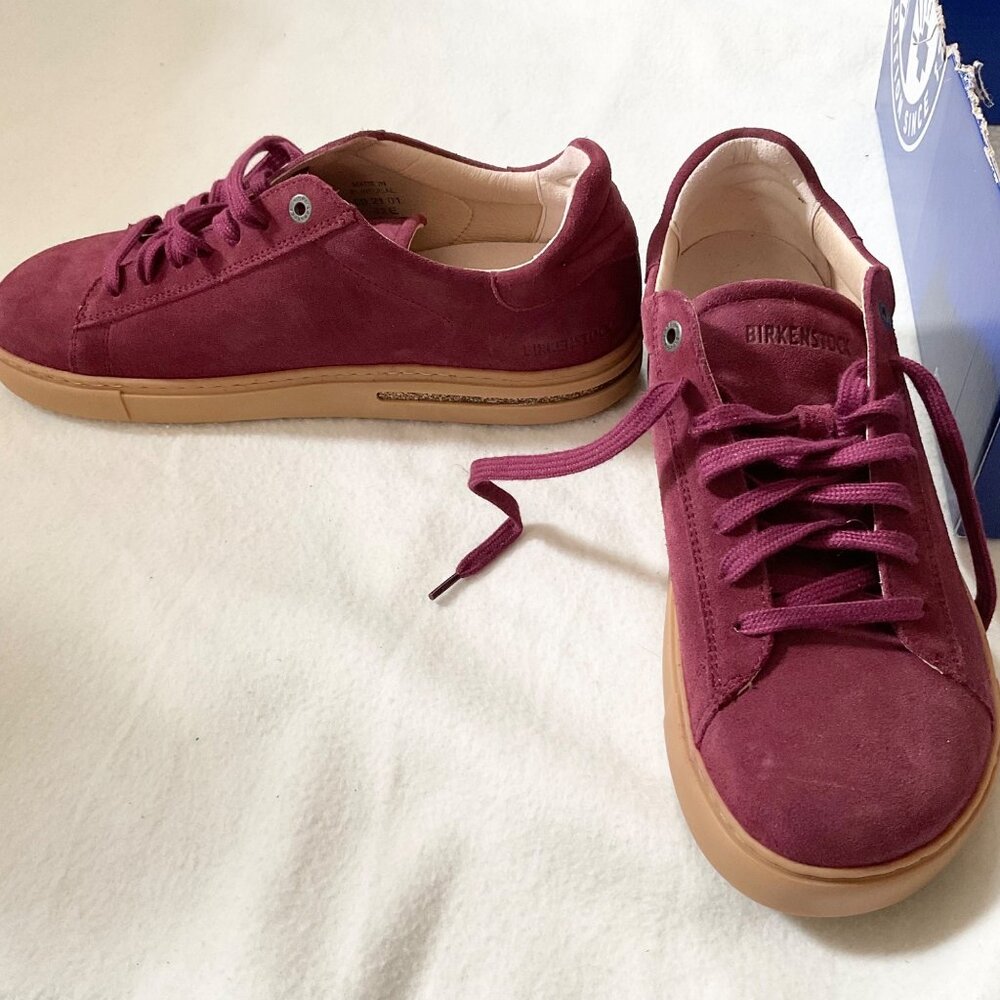 NEW BIRKENSTOCK BURGANDY red suede leather sneaker shoes MENEU42 US9 WOMEN 10.5 - Picture 1 of 9
